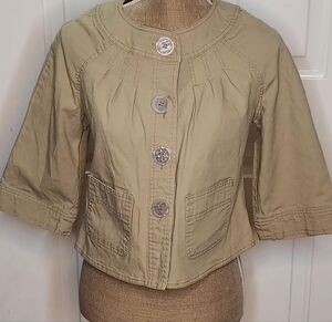Women's Tan Utility Jacket with Button Detail